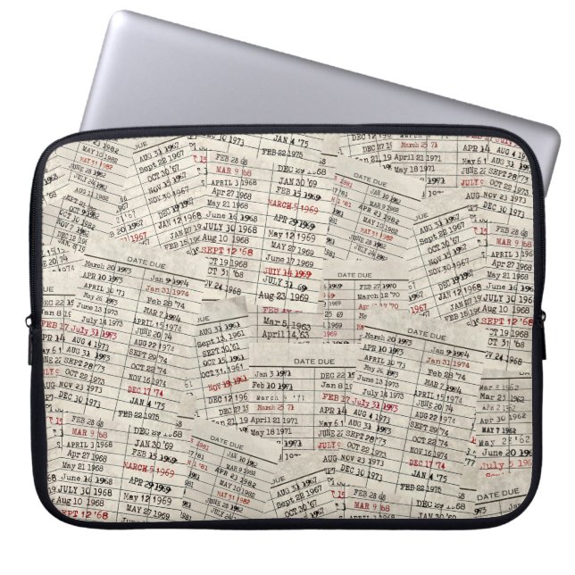 Old Library Card Collection Laptop Sleeve (Front)