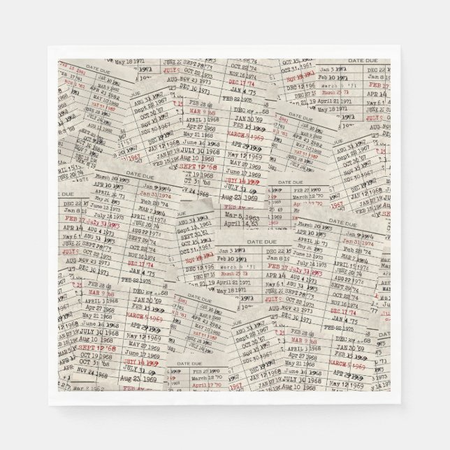 Old Library Card Collection  Napkin (Front)