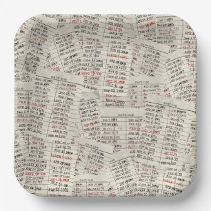 Old Library Card Collection Paper Plate
