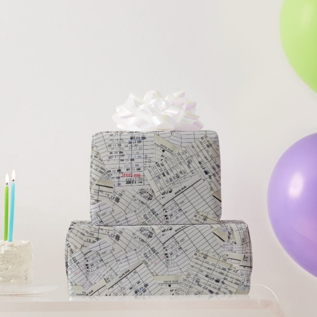 Old Library Card Collection Wrapping Paper (Party Gifts)