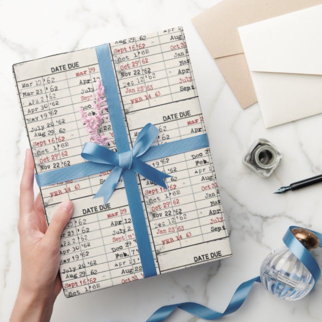 Old Library Card Collection Wrapping Paper (Gifting)