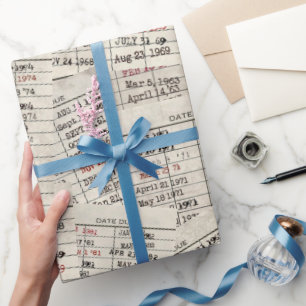 Old Library Card Collection Wrapping Paper