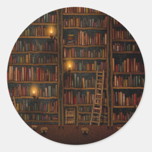 Old Library Reading Room Classic Round Sticker