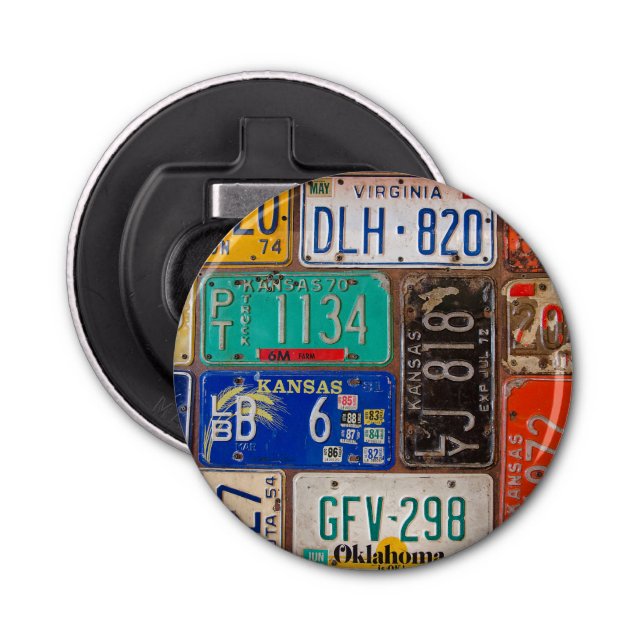 Old License Plate Collection Bottle Opener (Front)