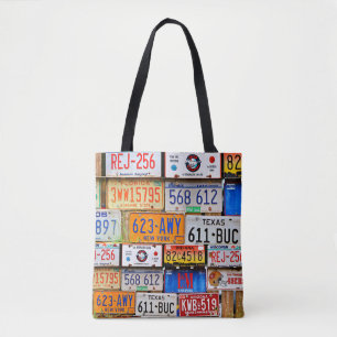 Old License Plates Tote Bag