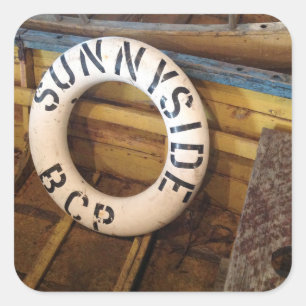 Old Life Preserver In An Abandoned Cannery Square Sticker