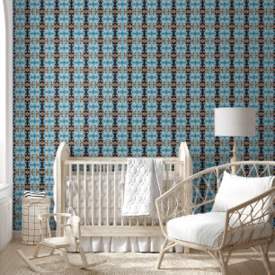 Old light blue and brown wall tiny