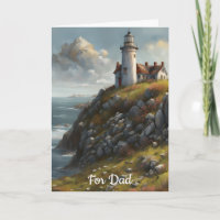 Old Lighthouse on a Rocky Cliff Father's Day