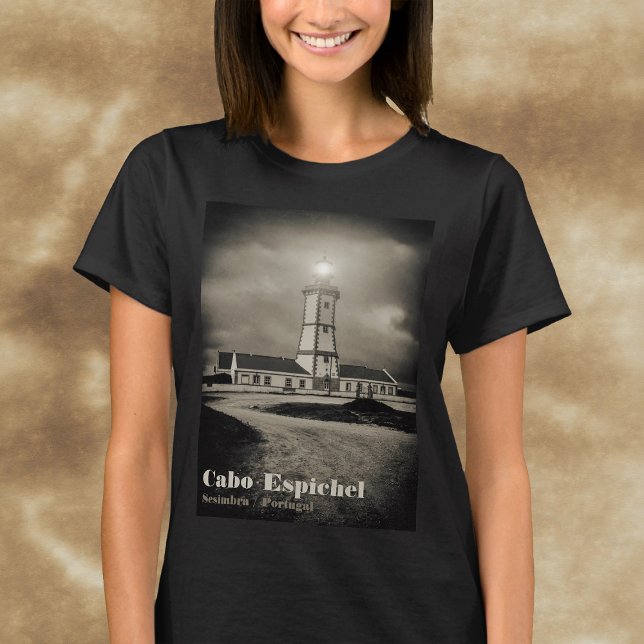 Old lighthouse on a storm night T-Shirt (Old lighthouse on a storm night. Women Basic Black T-Shirt)