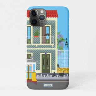 Old Lisbon house with cats and yellow tram Case-Mate iPhone Case