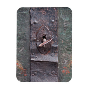 Old lock with key magnet
