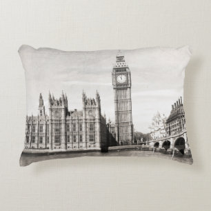 Old London, black and white. Decorative Cushion