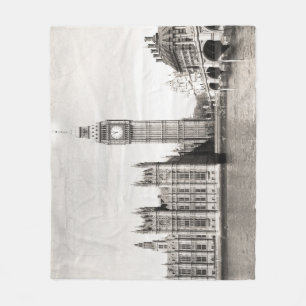 Old London, black and white. Fleece Blanket