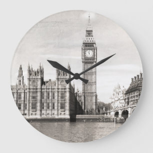 Old London, black and white. Large Clock