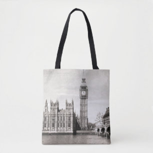 Old London, black and white. Tote Bag