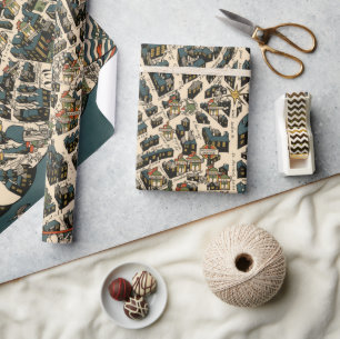 Old London England Map (1915) Vintage UK Capital Wrapping Paper