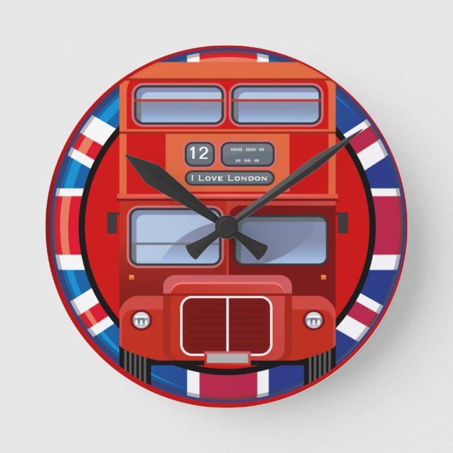 Old London Red Double Decker Bus Wall Clock (Front)