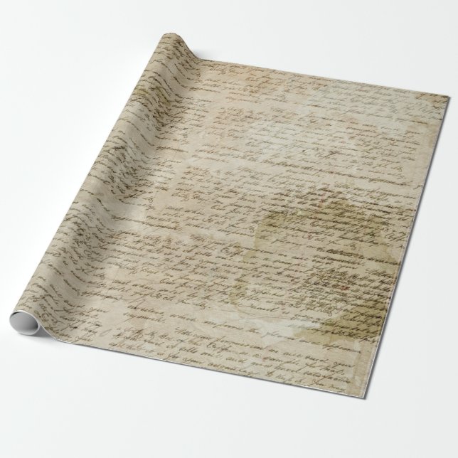 Old Love Letter Wrapping Paper Roll (Unrolled)