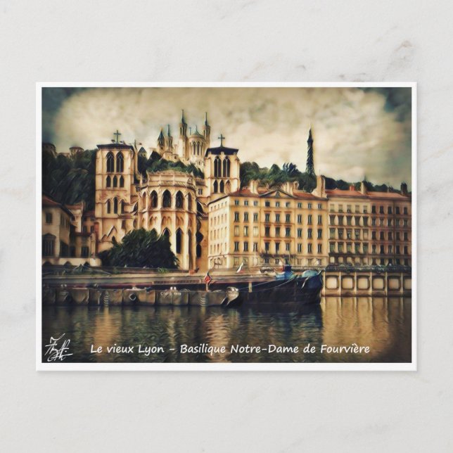 Old Lyon - Basilica of Notre-Dame de Fouvière Postcard (Front)