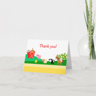 Old MacDonald EIEIO Barnyard Folded Thank you Card