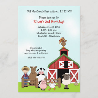 Old MacDonald EIEIO Farm Barnyard Birthday Invite