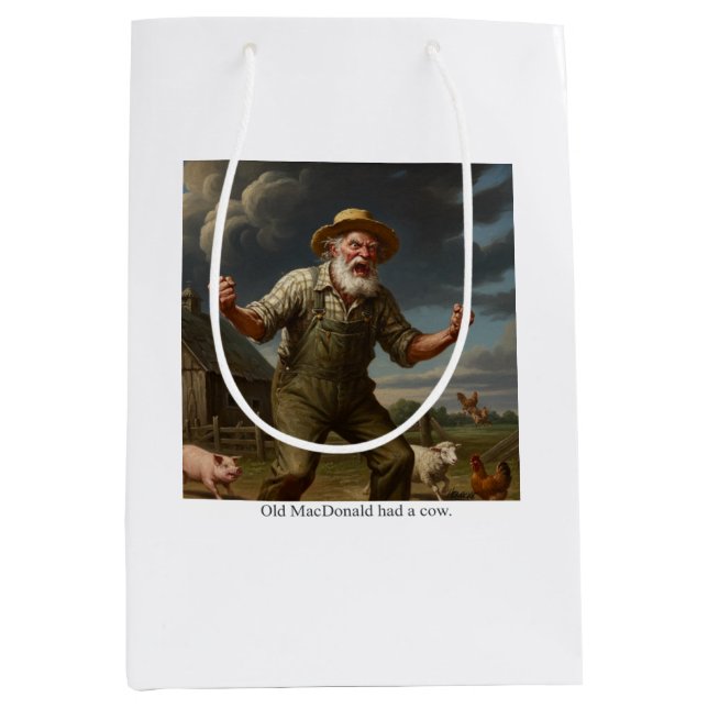 Old MacDonald had a cow. Medium Gift Bag (Front)