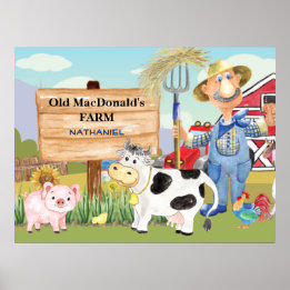Old MacDonald's E-I-E-I-E-I-O Farm Monogram Poster