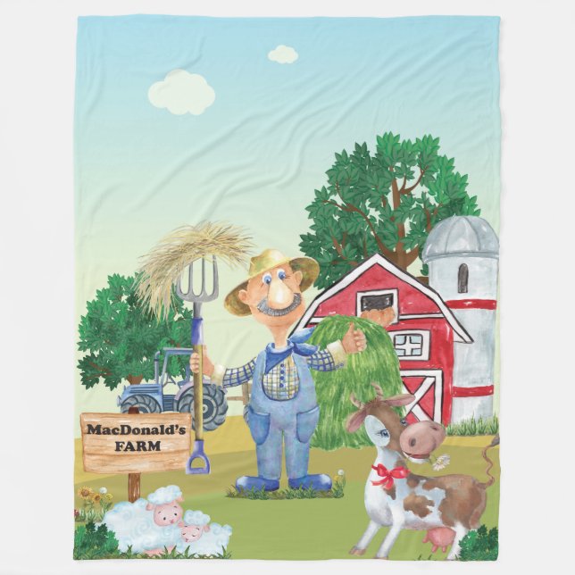 Old MacDonald's Farm Fleece Blanket (Front)