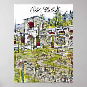 Old Mahal Historical Ruins Abstract Art Wall Decor