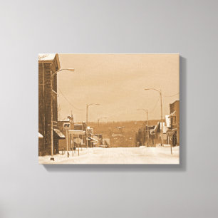 Old Main Street in the Snow Canvas Print