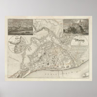 Old Mainz Germany Map (1860) 