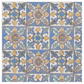 Old Majolica Wall Tiles Pattern painted by hand Fabric