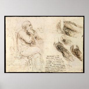 Old Man and Water Sketch by Leonardo da Vinci Poster