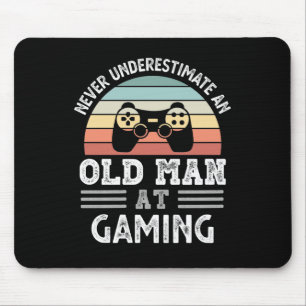 Old Man at Gaming Fathers Day Funny Gift Mouse Pad