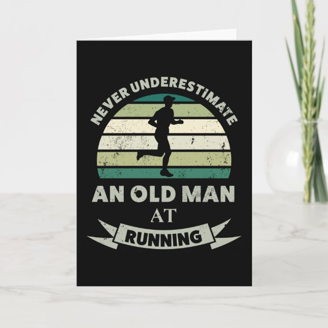 Old Man at Running Funny Runner Dad Gift Card (Front)