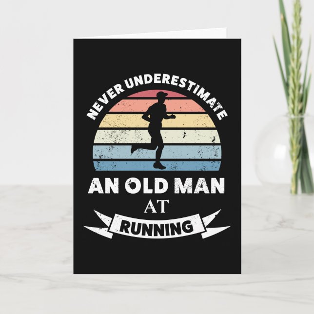 Old Man at Running Funny Runner Gift Dad Card (Front)