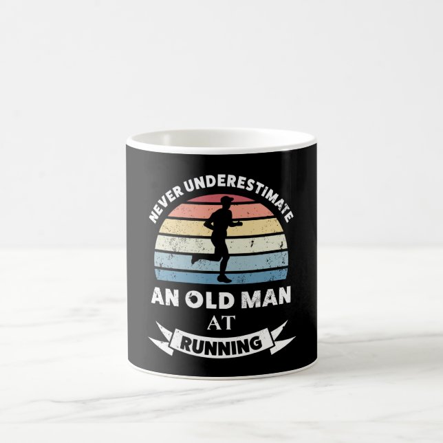 Old Man at Running Funny Runner Gift Dad Coffee Mug (Center)