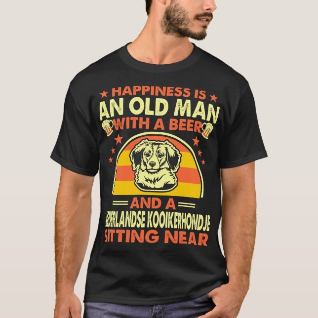 Old Man Beer Nederlandse Kooikerhondje Near T-Shirt (Front)