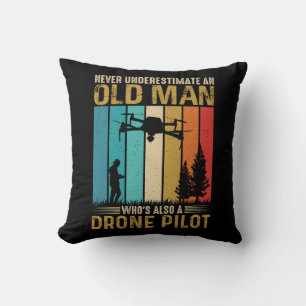 Old Man Drone Pilot Humourous Cushion