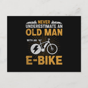 Old Man E-Bike Old Men Bicycling Bike Ride Postcard