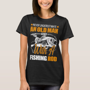 Old Man Fishing Rod Bold T-Shirt