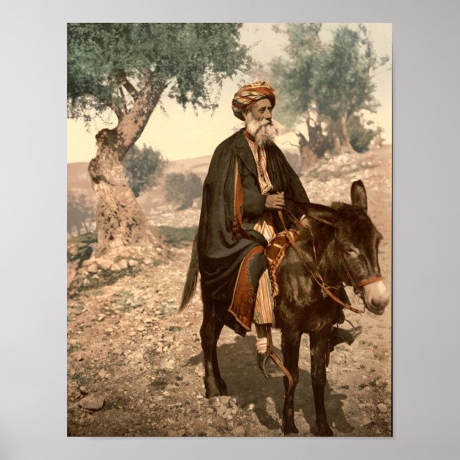 Old man from Bethlehem on a donkey Poster (Front)