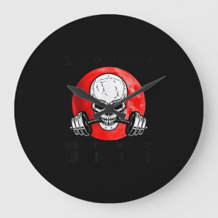 Old man Gym respect your elders Lifting club Skull Large Clock