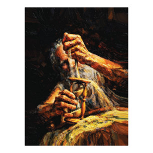 Old Man Hourglass Time Slipping Away Impasto Photo Print