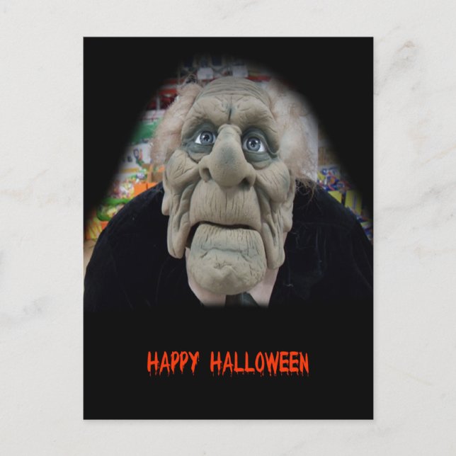 Old Man Mask in Black Background Postcard (Front)