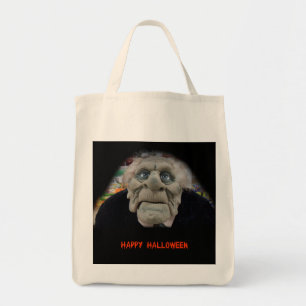 Old Man Mask in Black Background Tote Bag