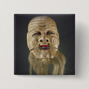 Old Man Mask, Noh Theatre 15 Cm Square Badge