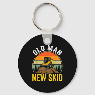 Old Man New Skid Funny Skid Steer Operator  Key Ring