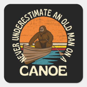Old Man On A Canoe Big Foot Square Sticker