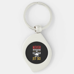 Old Man On A Jet Ski Key Ring